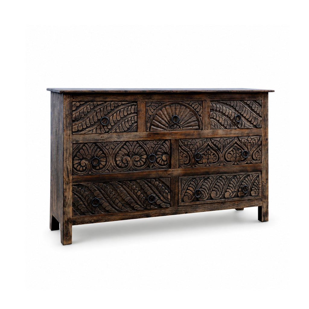 Meerabagh Hand Carved Chest of 7 Drawers