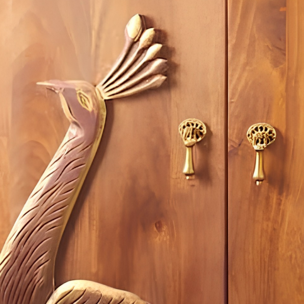 Maharaja Wooden Peacock Storage Cabinet