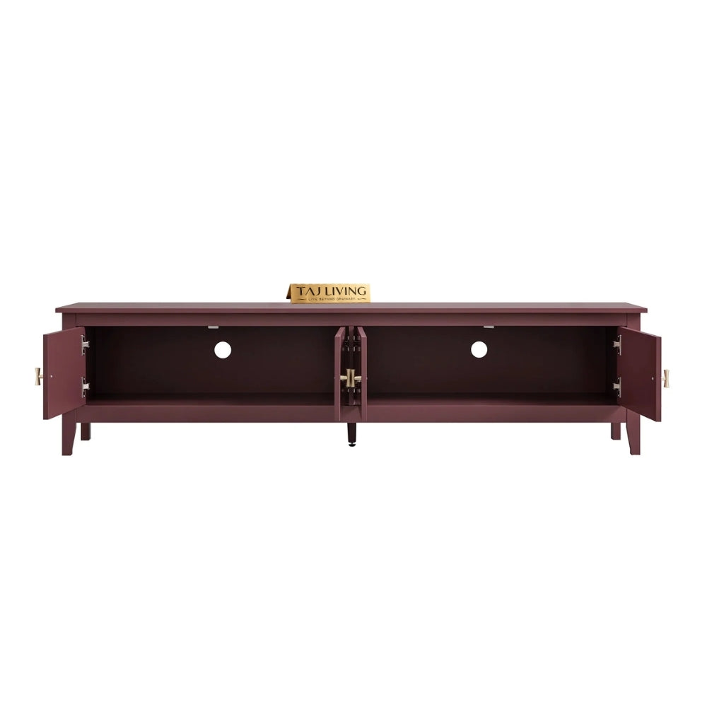 Charbagh Handmade 180cm Wide Red-Brown Solid Wood TV Unit