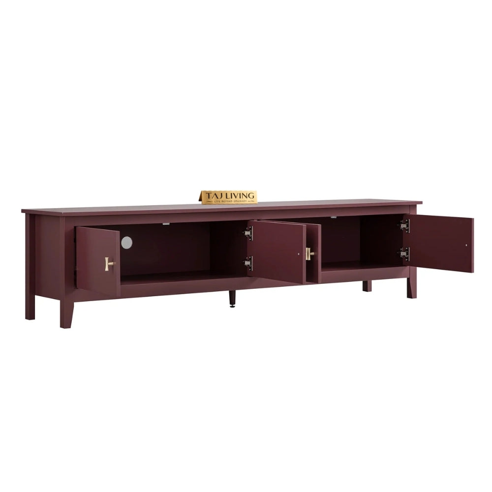 Charbagh Handmade 180cm Wide Red-Brown Solid Wood TV Unit