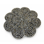 Mother of Pearl Inlay Black & White Floral Coffee Table