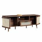 Curved Rattan 150cm TV Unit, Walnut