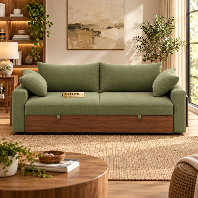 Norvia Sofa Cum Bed – Premium Convertible Wooden Sofa Bed Hover Image