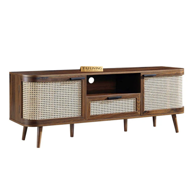 Curved Rattan 150cm TV Unit, Walnut Main Image