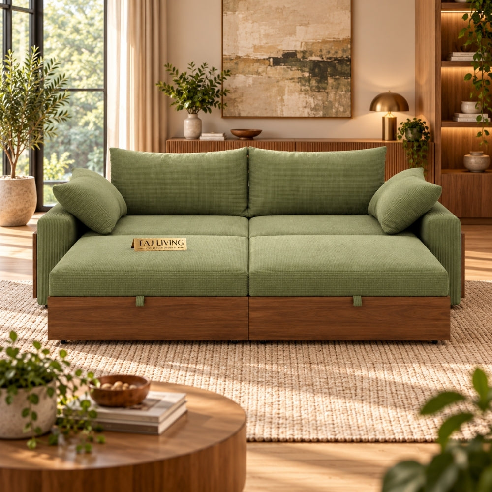 Norvia Sofa Cum Bed – Premium Convertible Wooden Sofa Bed