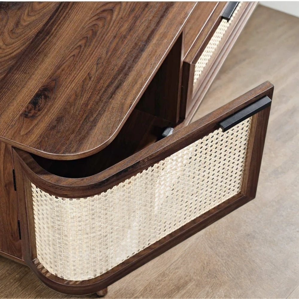 Curved Rattan 150cm TV Unit, Walnut