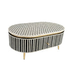 Bone Inlay Black & White Oval 2-Drawer Coffee Table