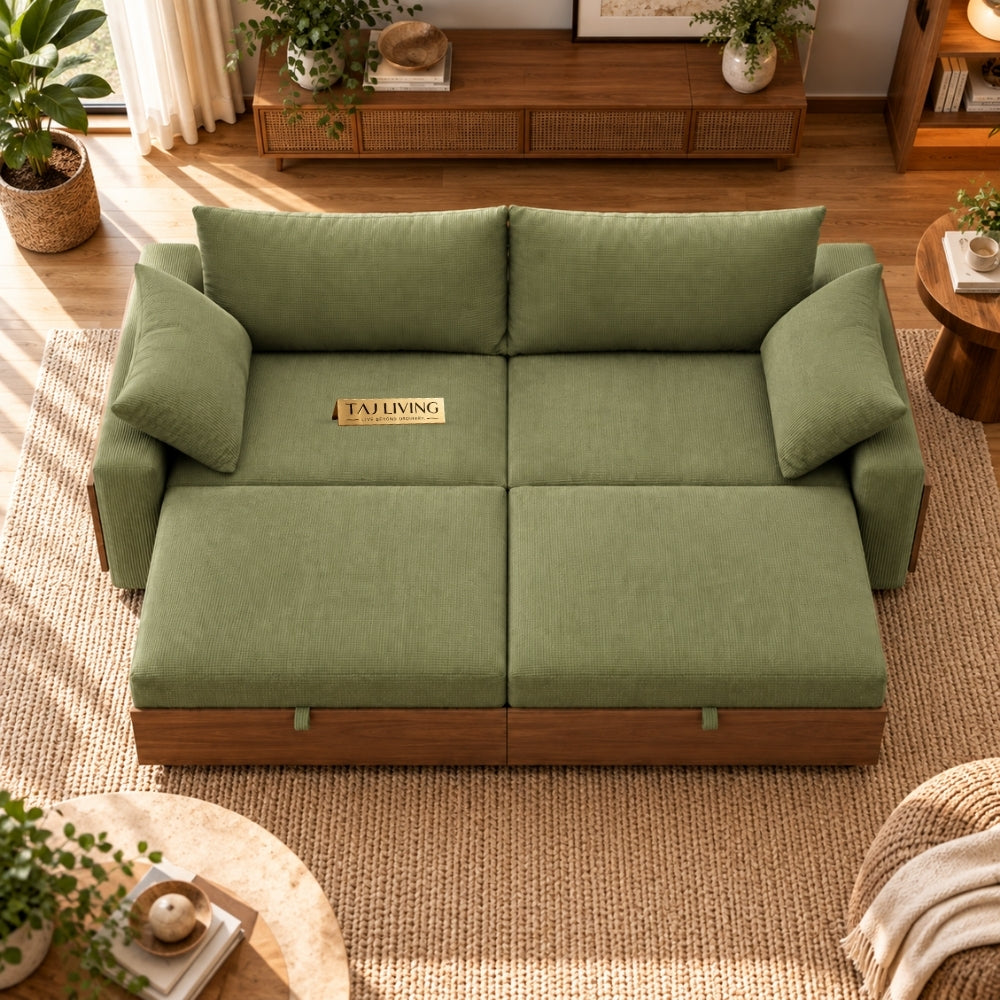 Norvia Sofa Cum Bed – Premium Convertible Wooden Sofa Bed