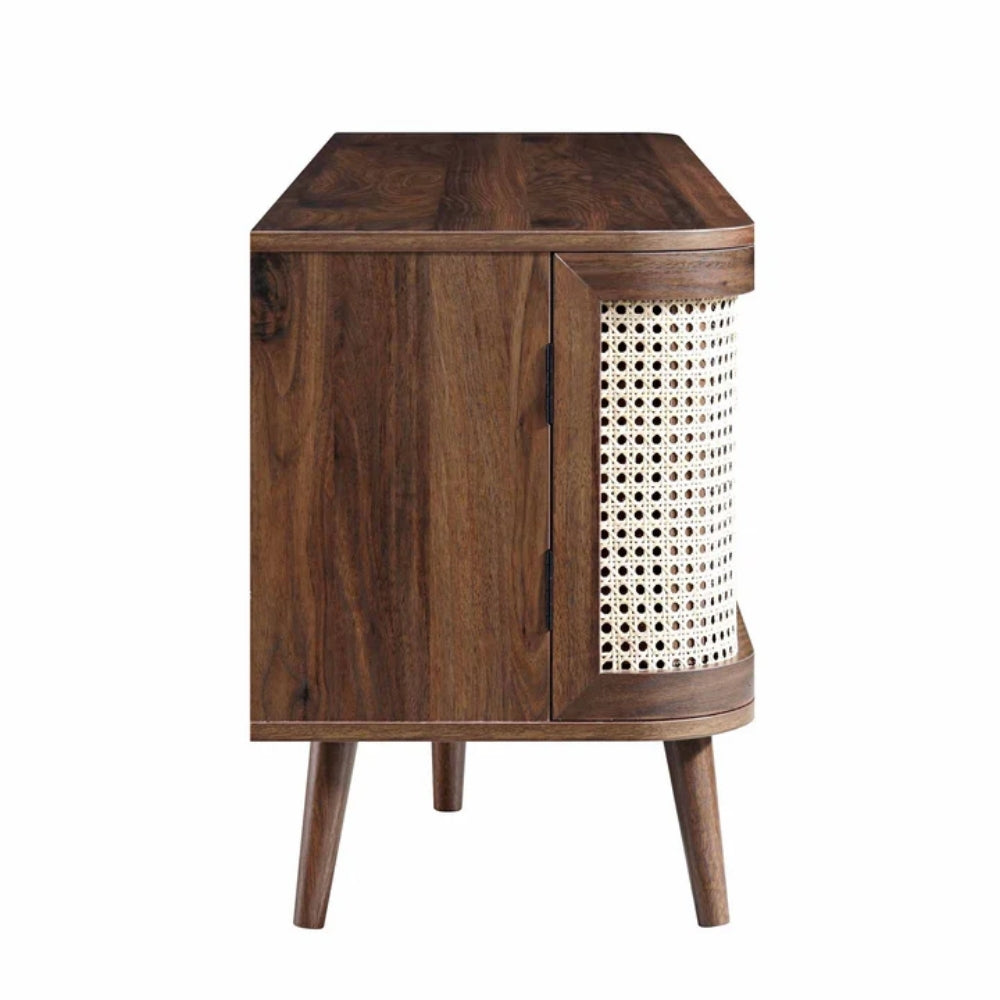 Curved Rattan 150cm TV Unit, Walnut