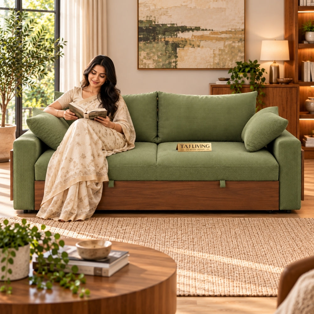 Norvia Sofa Cum Bed – Premium Convertible Wooden Sofa Bed