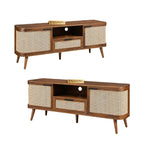Curved Rattan 150cm TV Unit, Walnut