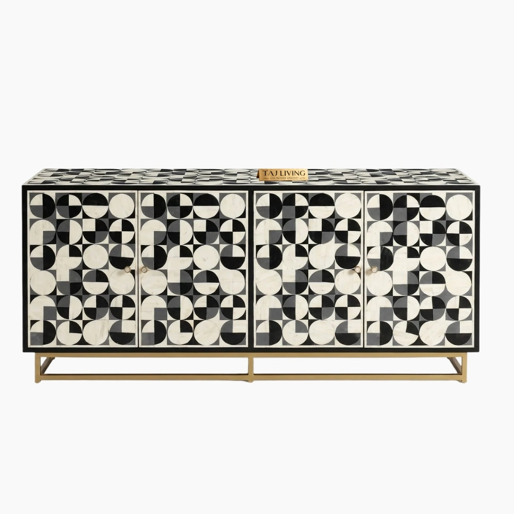 Bone Inlay 4 Door TV Unit Media Cabinet