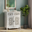 Hand-Carved Floral Wooden Cabinet – Distressed White Buffet