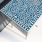 Handmade Bone inlay Floral Study Desk / Console Table and Brass-Finished Legs