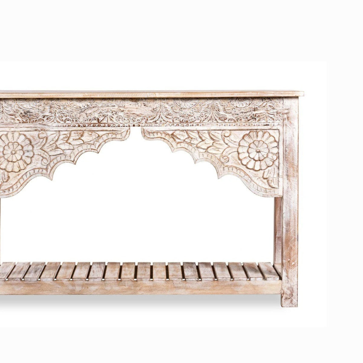 Rajwada Handmade White Wash Console Table