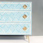 Bone Inlay Chest of 3 Drawers with Metal Knobs