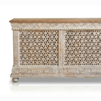 Rangriti Hand Carved Wooden Sideboard – Handcrafted Rajasthani Jali Cabinet