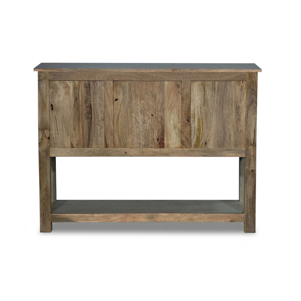Modern Solid Wood & Brass Accent Console With Drawers