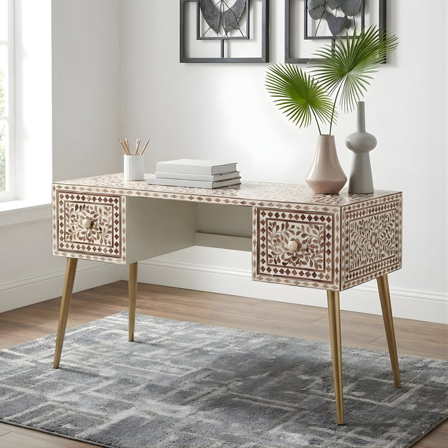 Dharti Wooden Bone Inly Working Desk for Work Hover Image