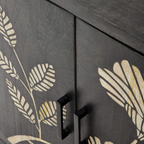 Sand Etched Mandana Floral Carved Wooden Cabinet