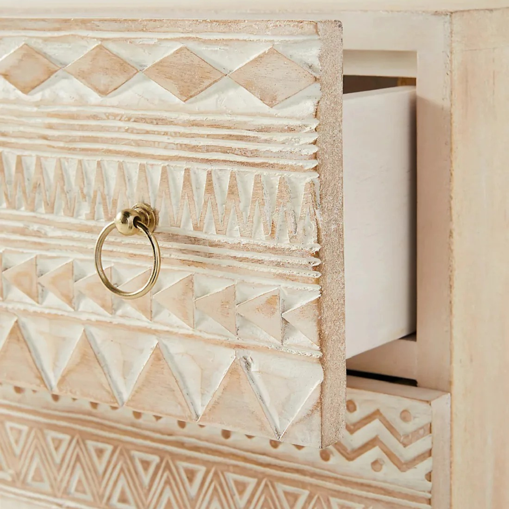 Rajmira Lyovy Carved Mango Wood Sideboard