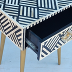 Charbagh Bone Inlay 1 Drawer Bedside Table Gold-Finish Legs