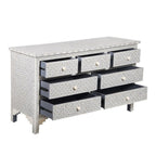 Rajmahal Bone Inlay 7 Drawer Chest of Drawers - Grey Geometric