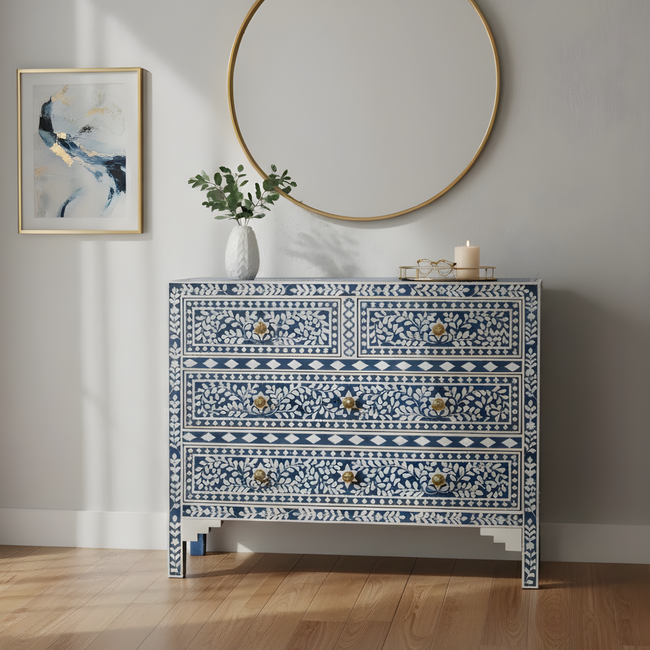 Rajbagh Bone Inlay Chest of 4 Drawers Hover Image
