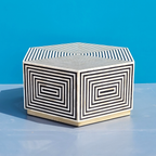 Bone Inlay Hexagon Coffee Table Geometric Pattern