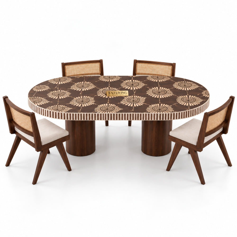 Bone Inlay Dining Table – Handcrafted 6 Seater Luxury Dining Table