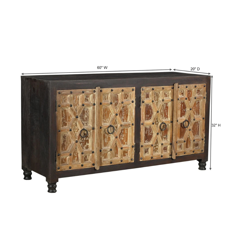 Vintage Distressed Doors Two Tone Sideboard