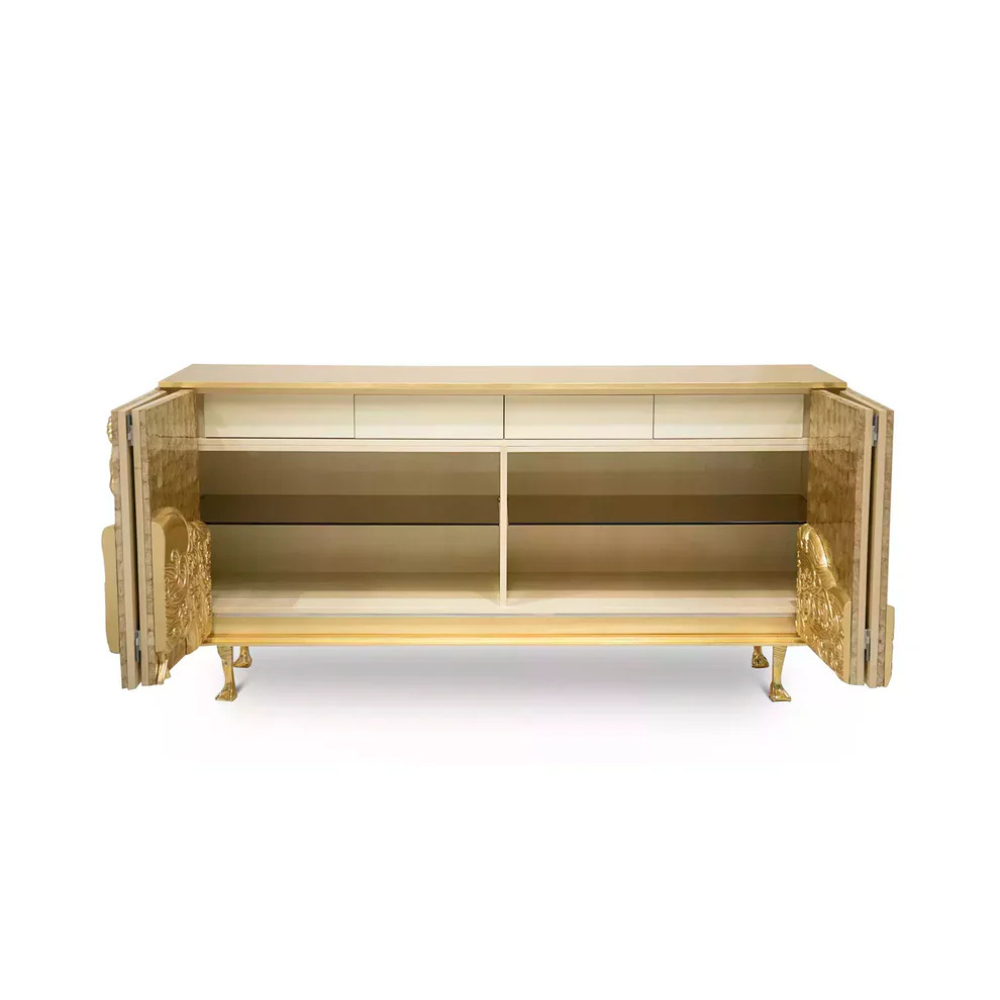 Gulnaar Handmade Brass Golden Peacock Sideboard