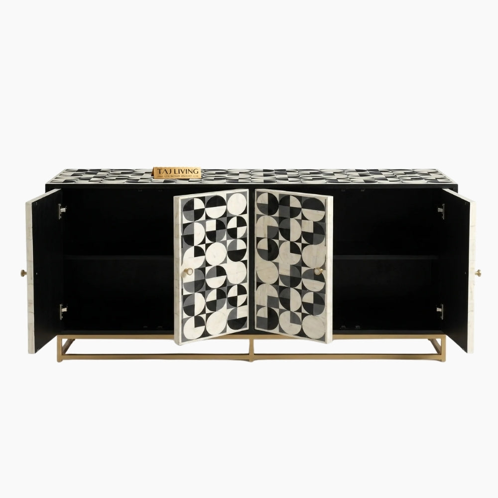 Bone Inlay 4 Door TV Unit Media Cabinet