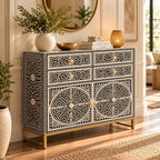 Diwan-e-Khaas Mother of Pearl Inlay Black & White 4-Drawer 2-Door Cabinet