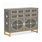 Diwan-e-Khaas Mother of Pearl Inlay Black & White 4-Drawer 2-Door Cabinet