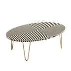 Bone Inlay Black & White Oval Coffee Table