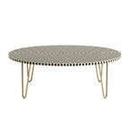 Bone Inlay Black & White Oval Coffee Table