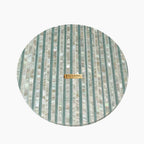 Sea Green Mother of Pearl Inlay Round Coffee Table with Brass Base