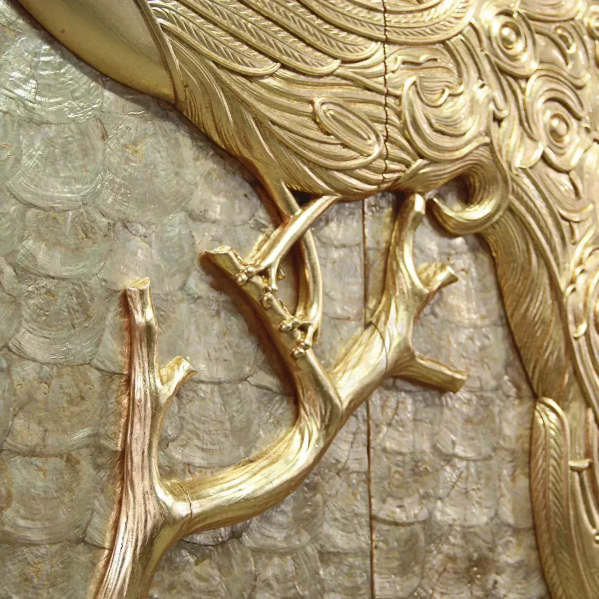 Virasat Handmade Brass Golden Peacock Wardrobe