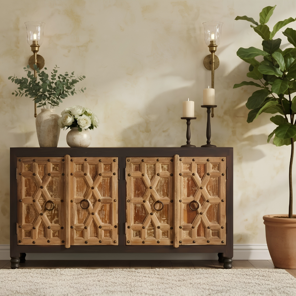 Vintage Distressed Doors Two Tone Sideboard