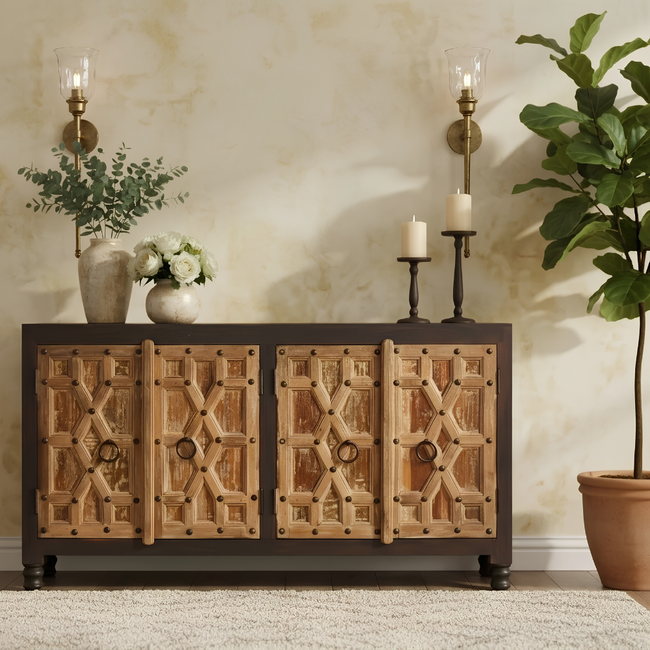 Vintage Distressed Doors Two Tone Sideboard Hover Image