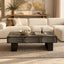 Black Bone Inlay Rectangular Coffee Table with Brass Legs