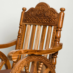 Tajliving Hand-Carved Solid Teak Wood Rocking Chair – Natural Finish