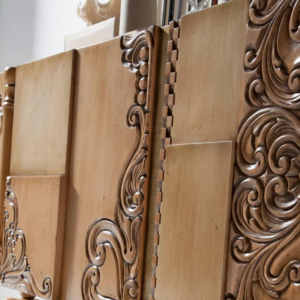 Marudhara Carved Wood Sideboard, Three Doors