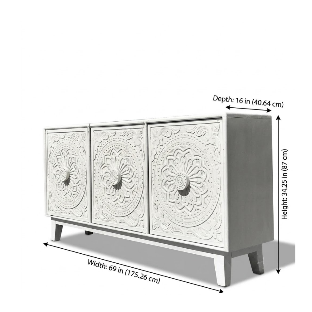Mandana Hand Carved 3-Door Sideboard