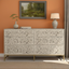 Luxury Grey Bone Inlay Chest of 6 Drawers with Floral Design