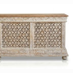 Rangriti Hand Carved Wooden Sideboard – Handcrafted Rajasthani Jali Cabinet