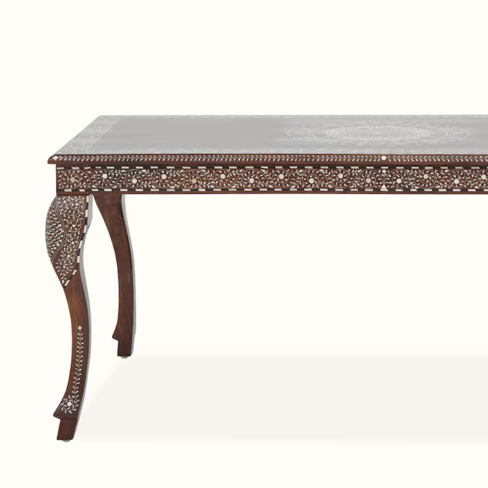 Riwaayat Hand-Carved Wooden Bone Inlay 6 - seater Dining Table