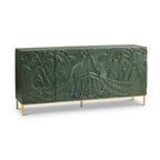 Vasudha Carved Wood Peacock 4 Door Storage Sideboard