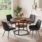 Round Dining Table Set for 4, Kitchen Table with 4 Upholstered Chairs